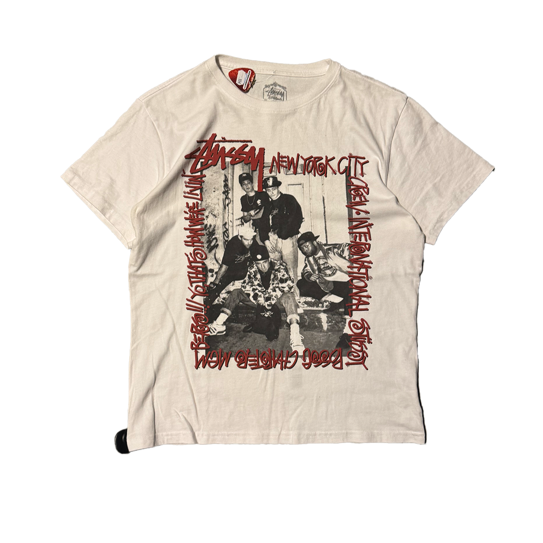 Stussy New York Gang Photo White Tee (L)