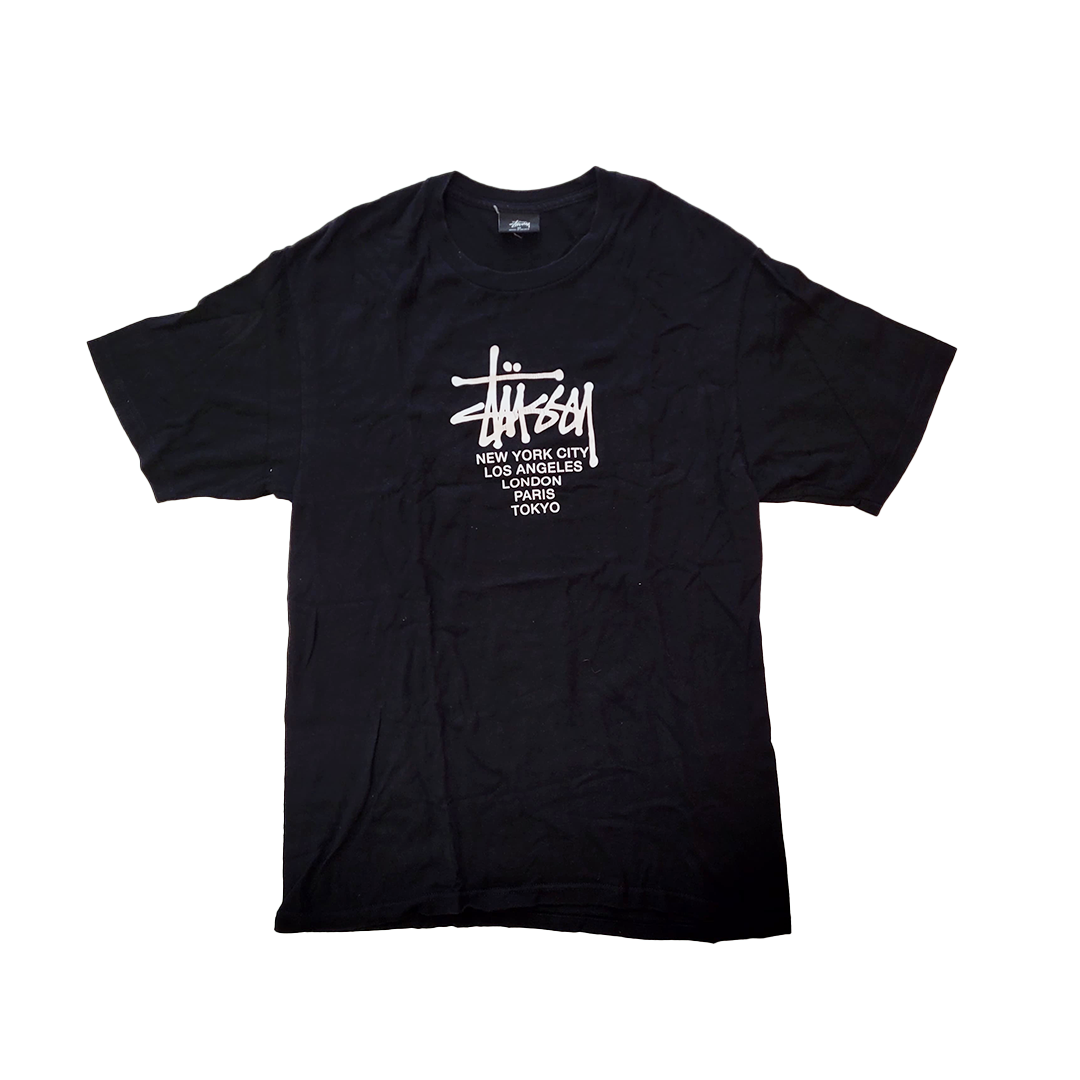 Stussy Small Print World Tour Black Tee (M)