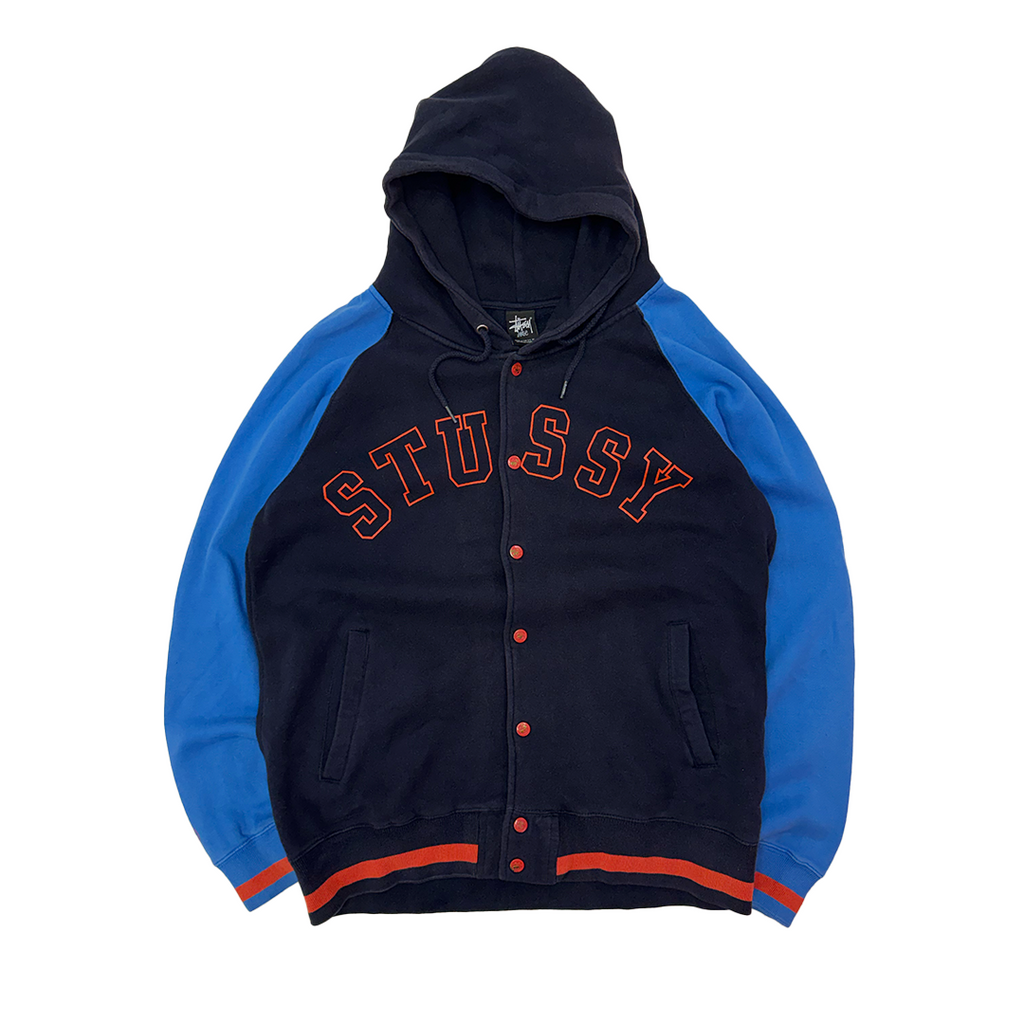 Stussy Vintage Varsity Button Up Hoodie (L)