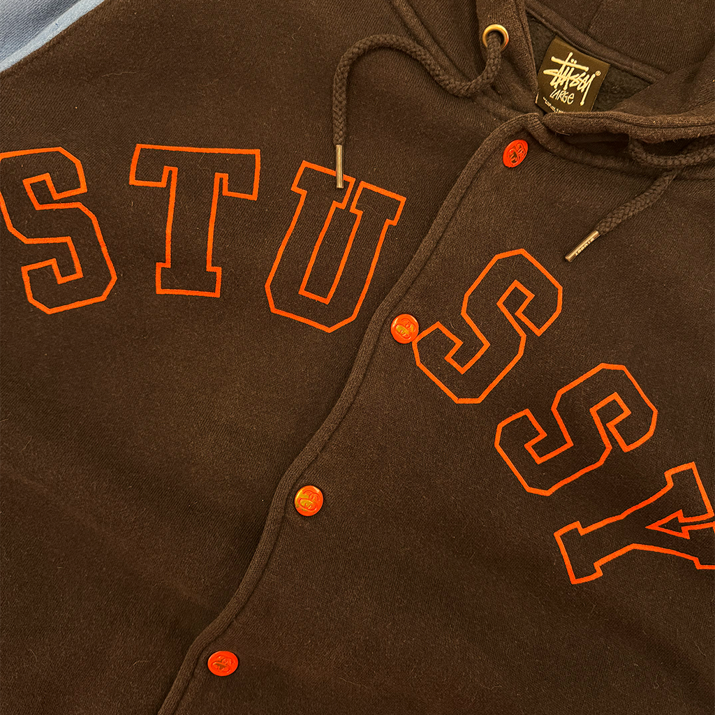 Stussy Vintage Varsity Button Up Hoodie (L)