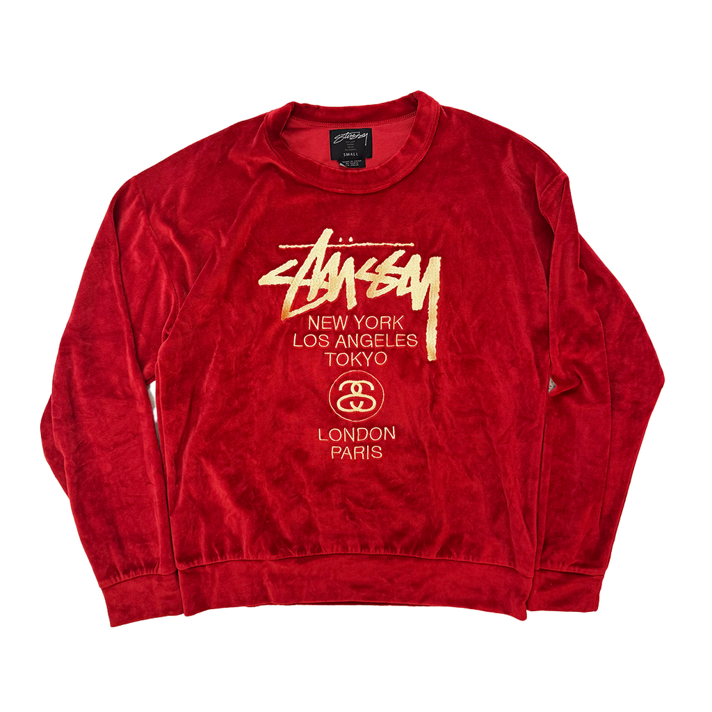 Stussy Velvet Red World Tour Sweater (S)