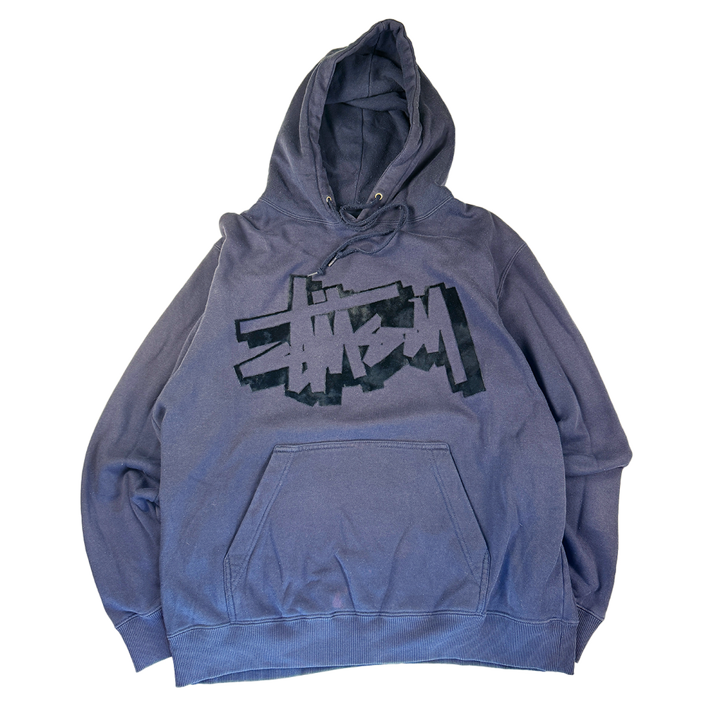 Stussy Velvet Logo Grey Hoodie (L)