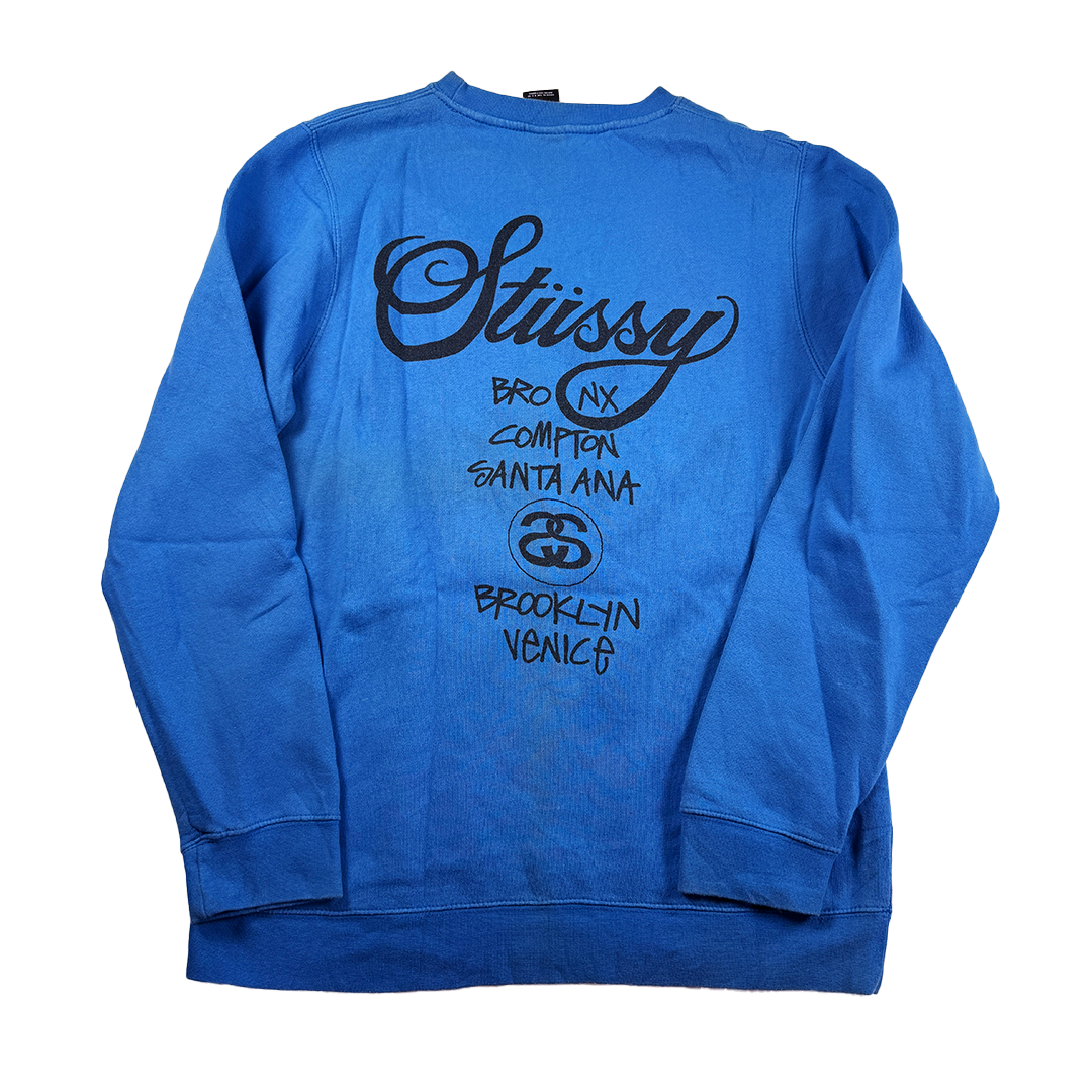 Stussy World Tour Blue Sweater (M)
