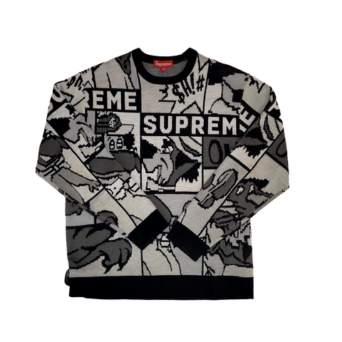 Supreme Cartoon Black Knit Sweater (M)