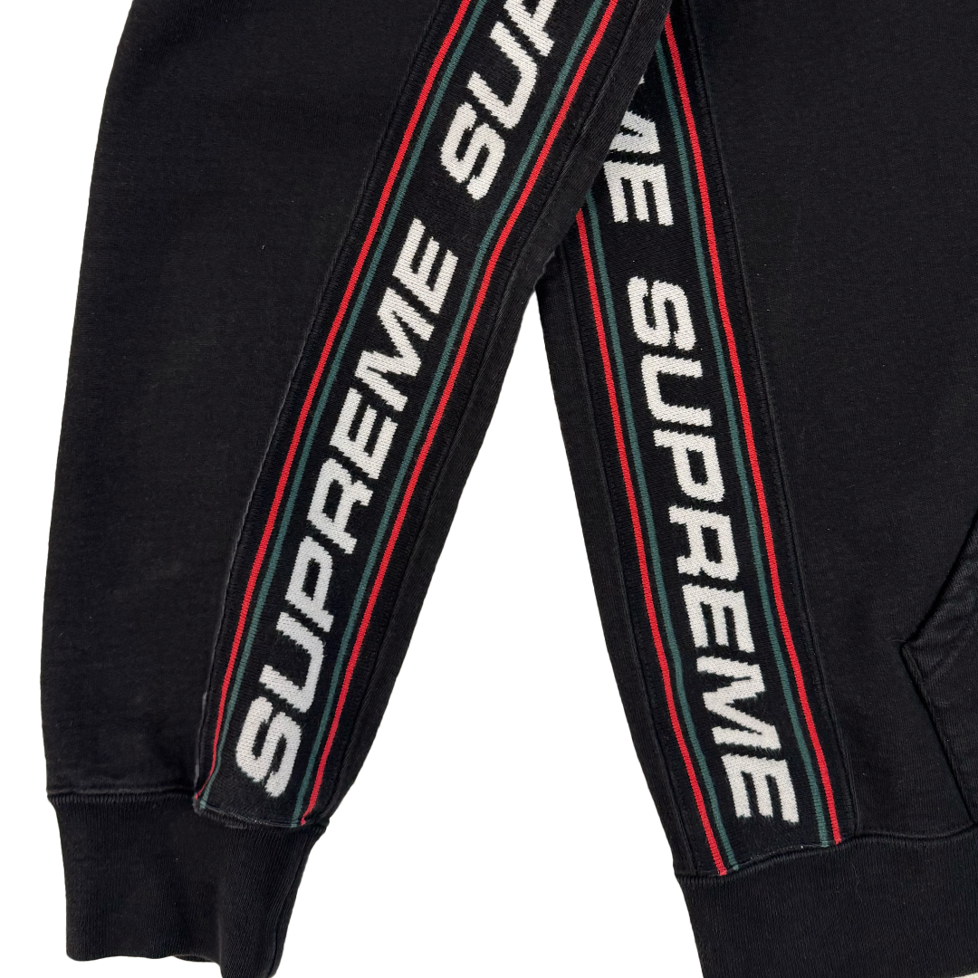 Supreme Text Rib Hooded Black Sweater (L)