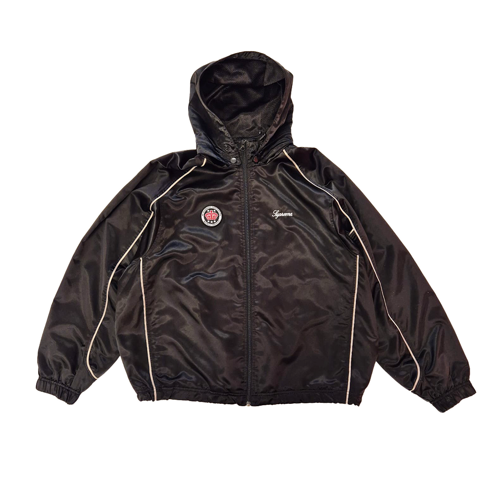 Supreme Satin Hooded Track Black Jacket (M)