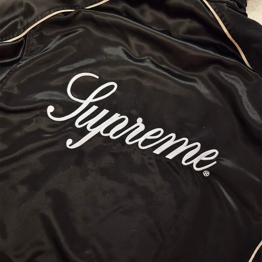 Supreme Satin Hooded Track Black Jacket (M)