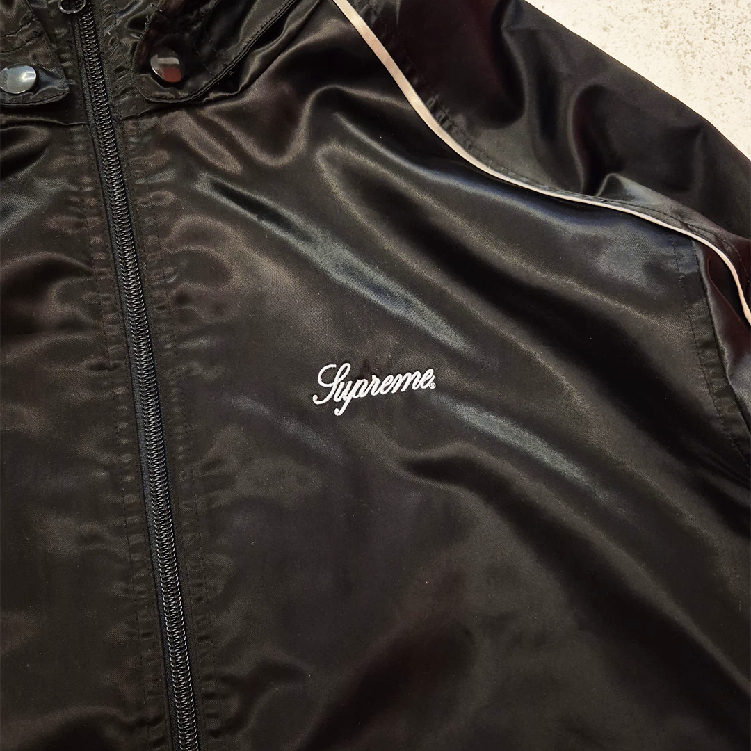 Supreme Satin Hooded Track Black Jacket (M)
