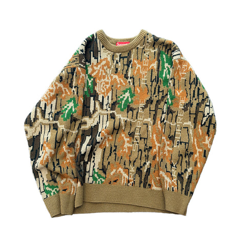 Supreme Camo Trebark Brown Knit Crewneck