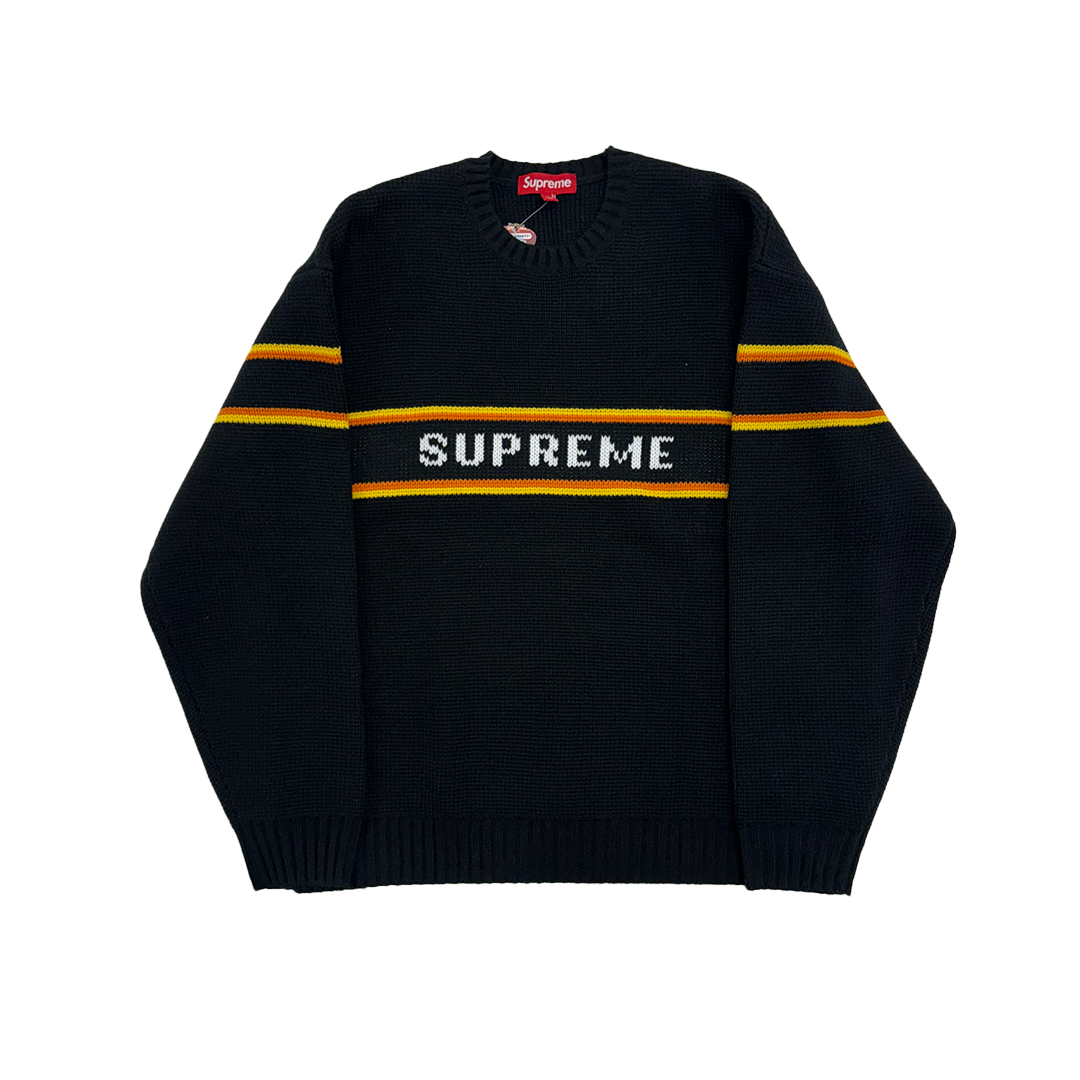 Supreme Chest Stripes Black Knit Sweater (L)