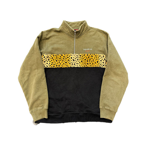 Supreme Leopard Panel Half Zip Sweatshirt