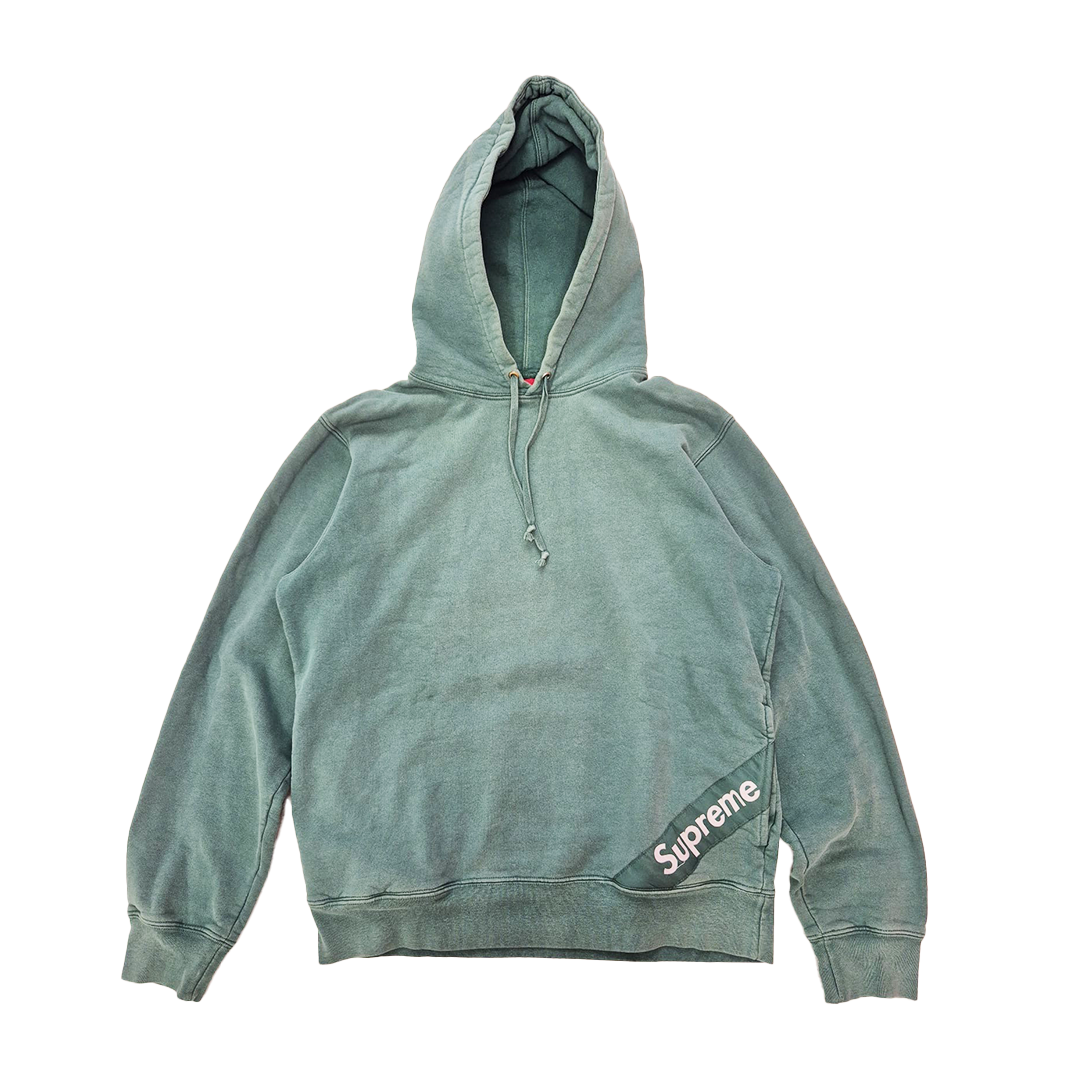 Supreme Overdyed Corner Logo Green Hoodie (M)