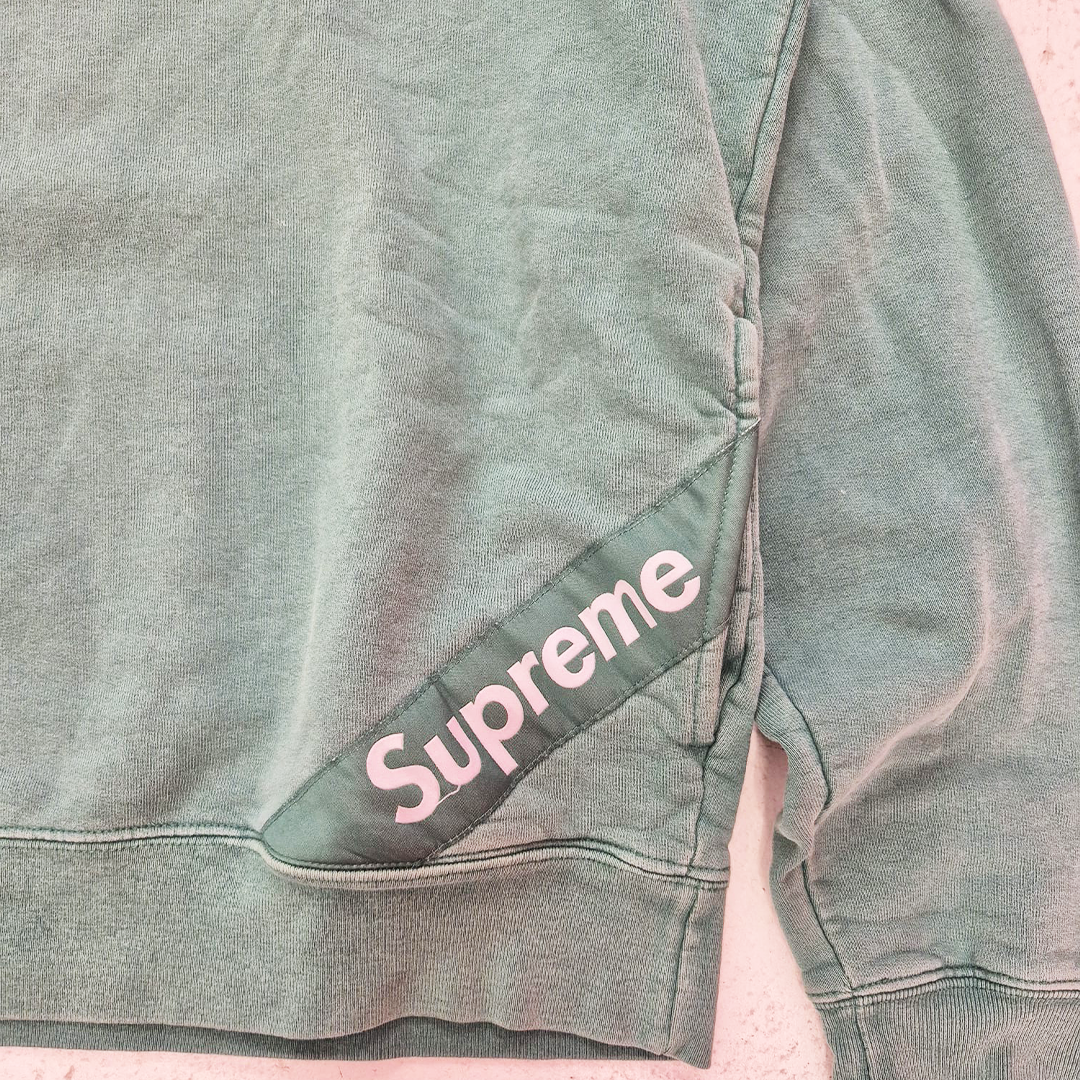 Supreme Overdyed Corner Logo Green Hoodie (M)