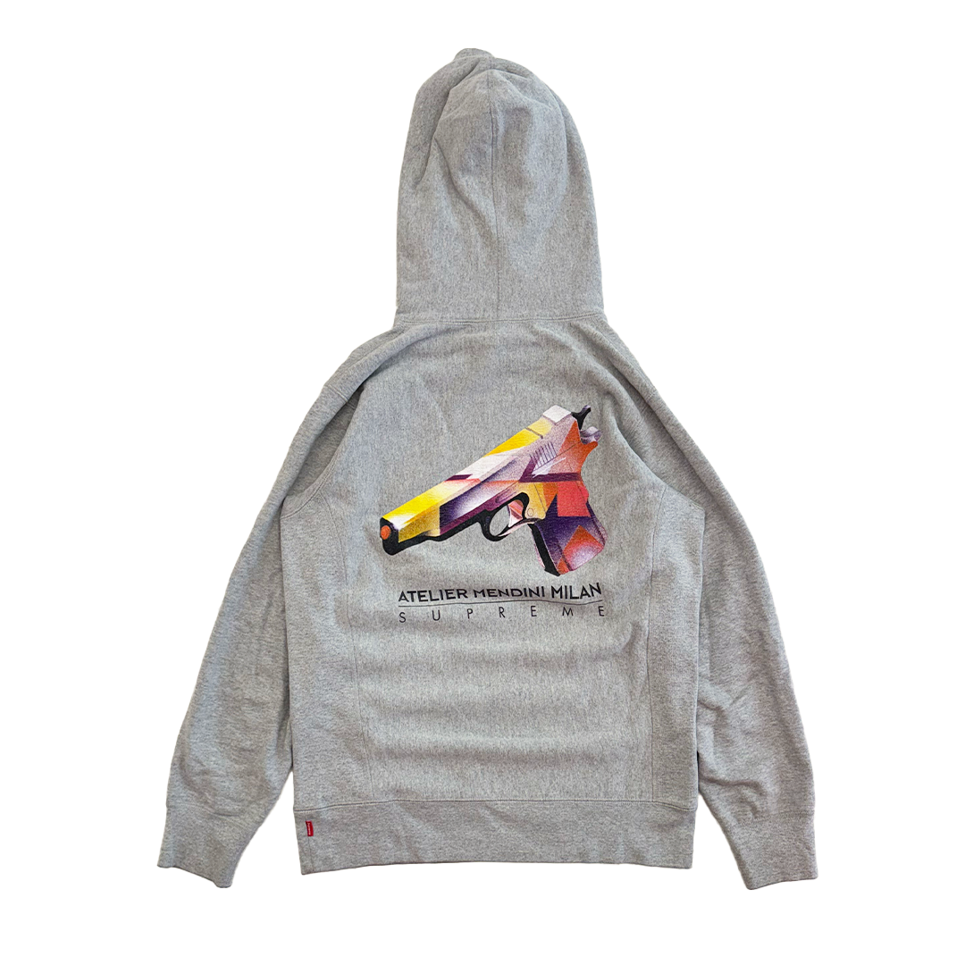 Supreme Mendini Gun Grey Hooded Sweatshirt (M)