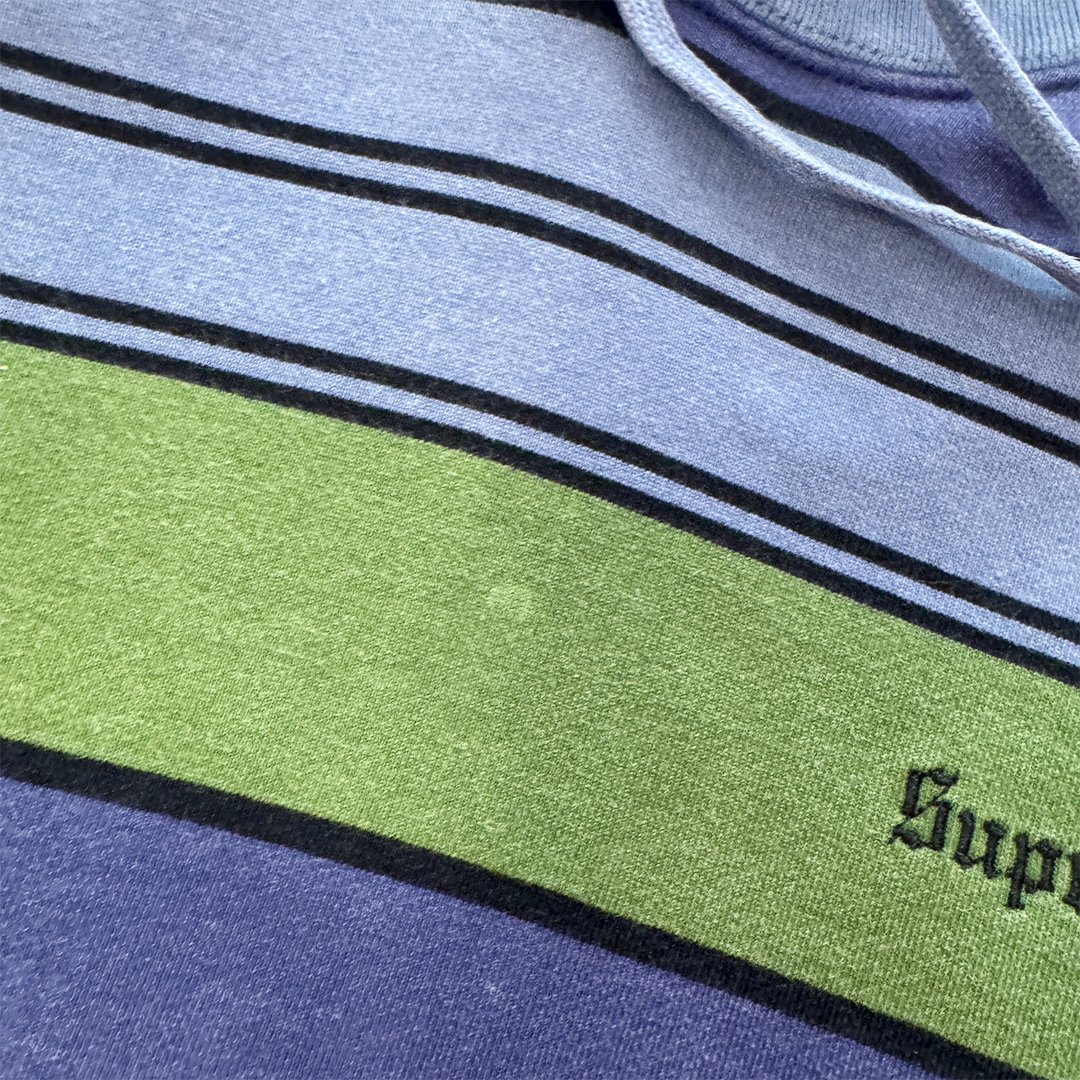 Supreme Purple and Green Striped Hoodie (L)