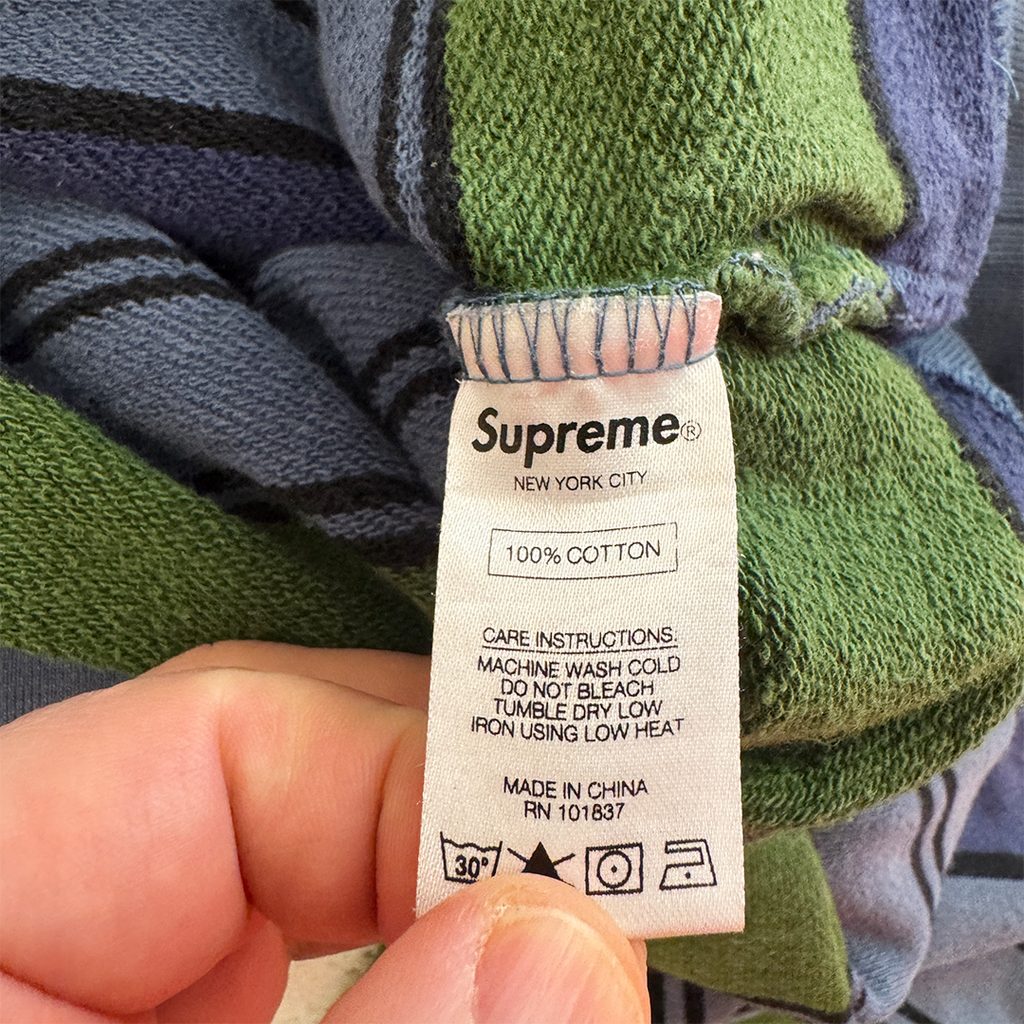 Supreme Purple and Green Striped Hoodie (L)