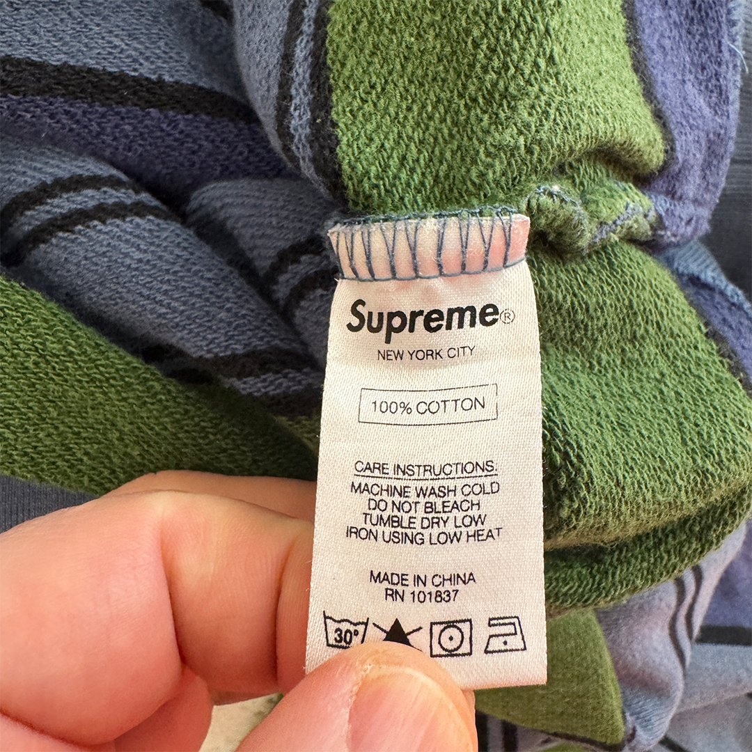 Supreme Purple and Green Striped Hoodie (L)