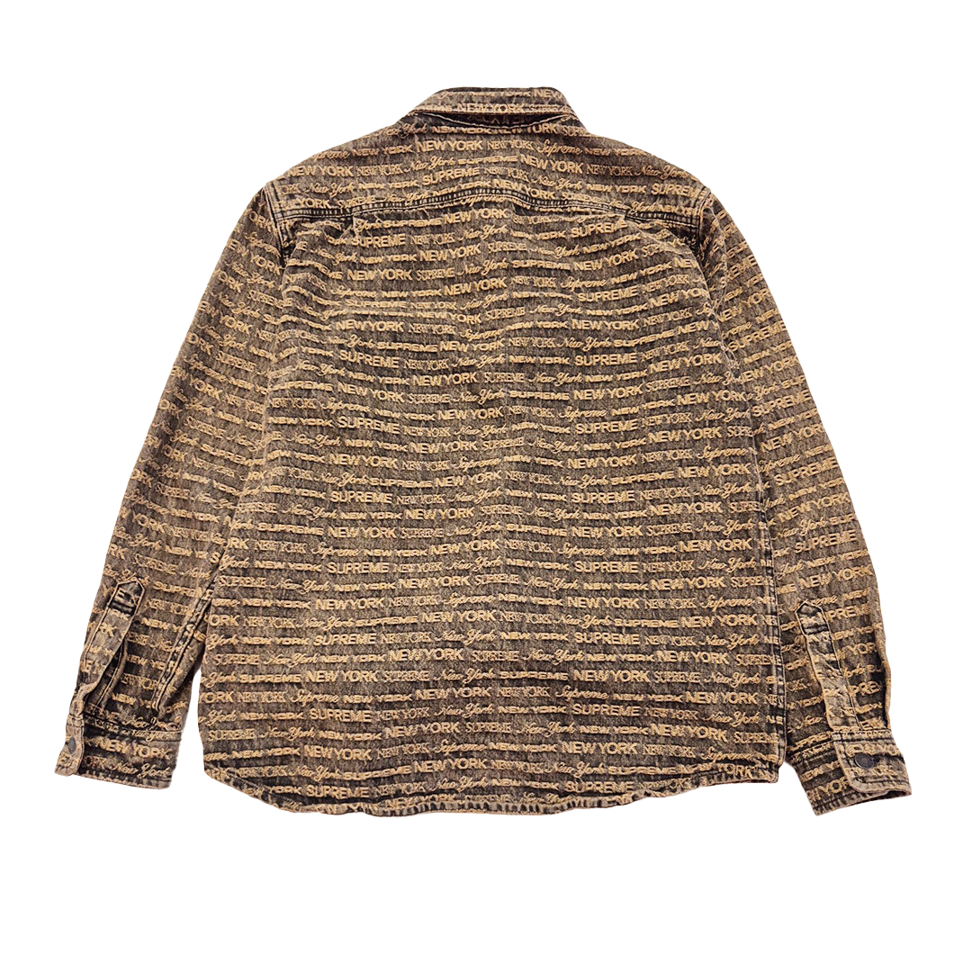 Supreme Multi Type Jacquard Brown Denim Shirt (L)