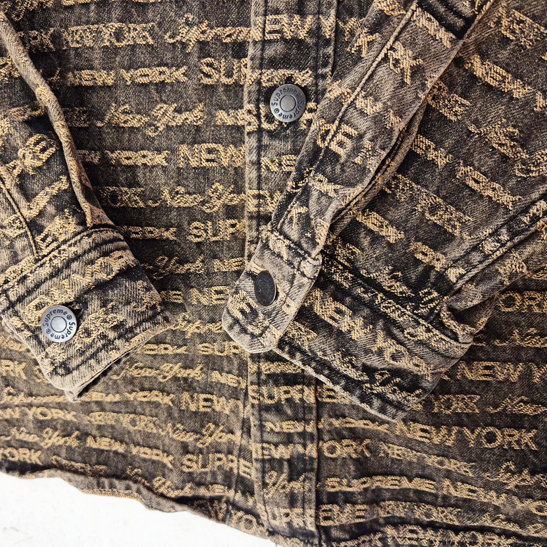 Supreme Multi Type Jacquard Brown Denim Shirt (L)