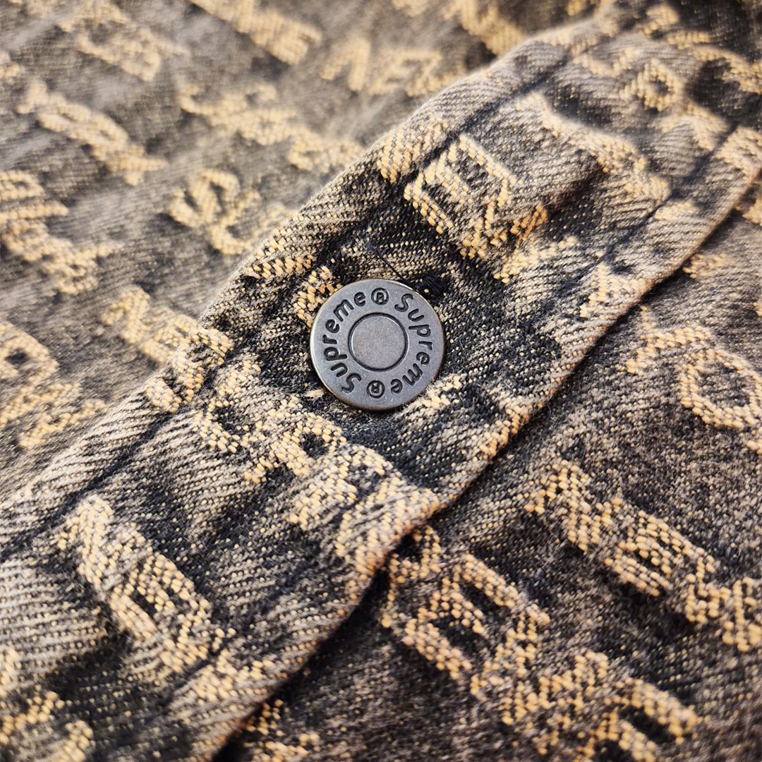Supreme Multi Type Jacquard Brown Denim Shirt (L)