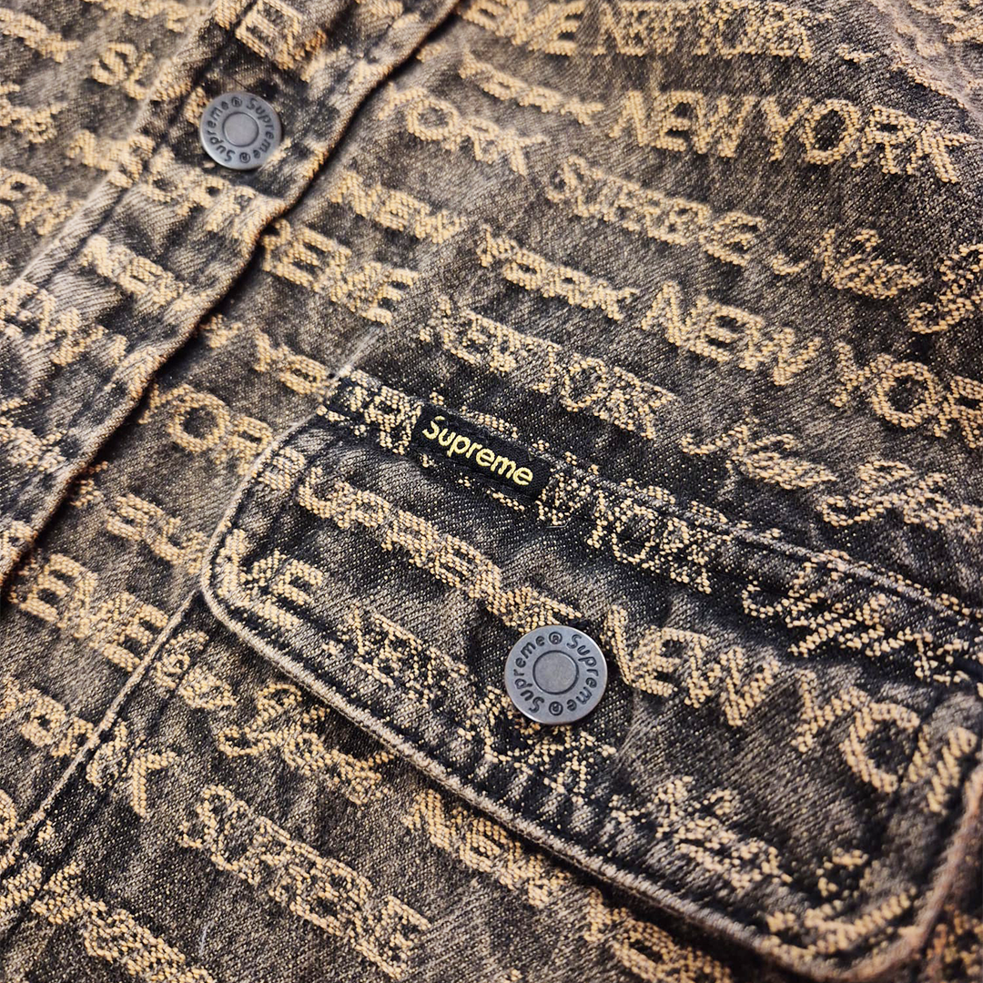 Supreme Multi Type Jacquard Brown Denim Shirt (L)