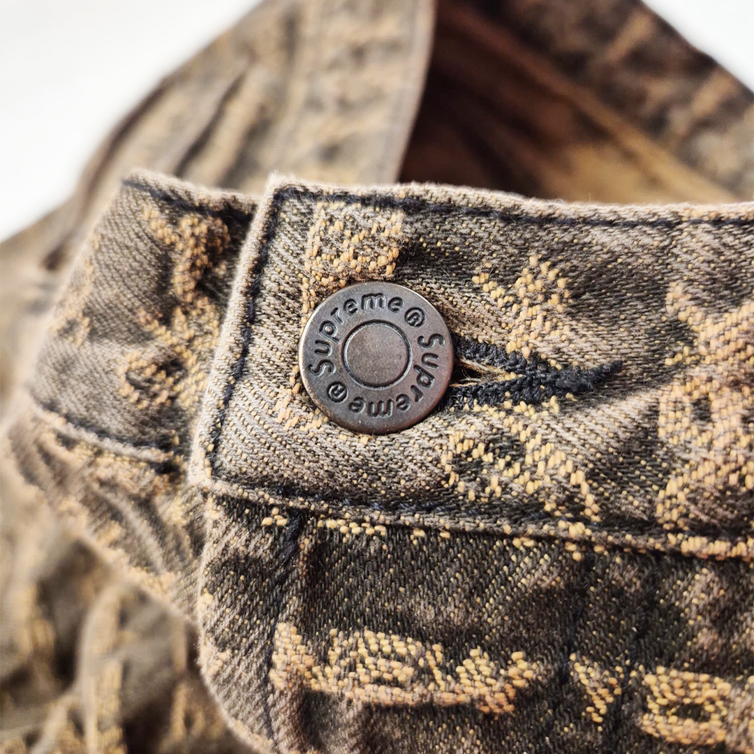 Supreme Multi Type Jacquard Brown Denim Shirt (L)