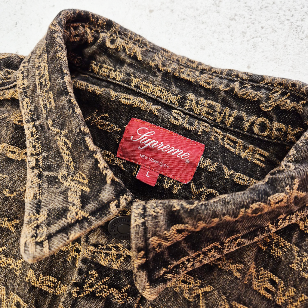 Supreme Multi Type Jacquard Brown Denim Shirt (L)