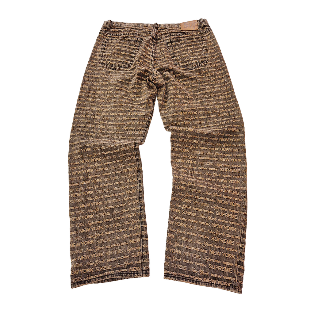Supreme Multi Type Jacquard Brown Denim Pants (36)