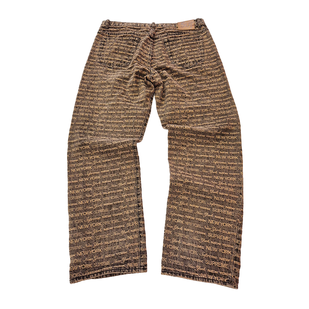 Supreme Multi Type Jacquard Brown Denim Pants (36)