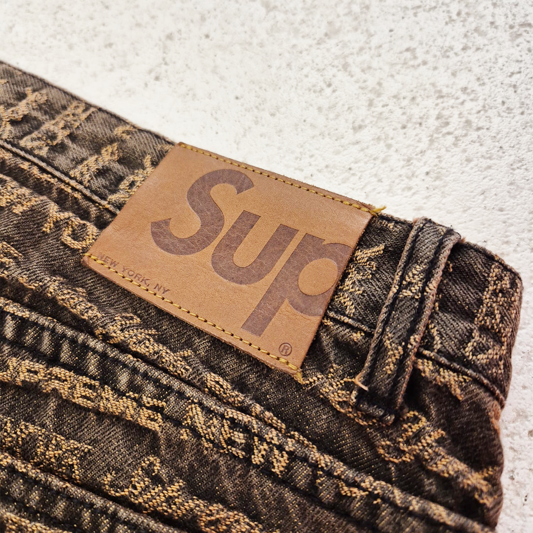 Supreme Multi Type Jacquard Brown Denim Pants (36)