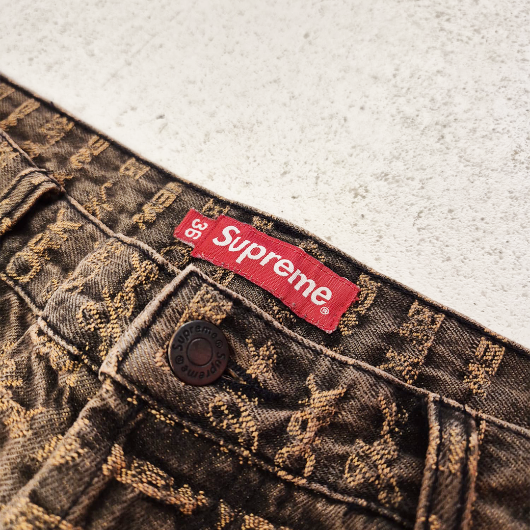 Supreme Multi Type Jacquard Brown Denim Pants (36)