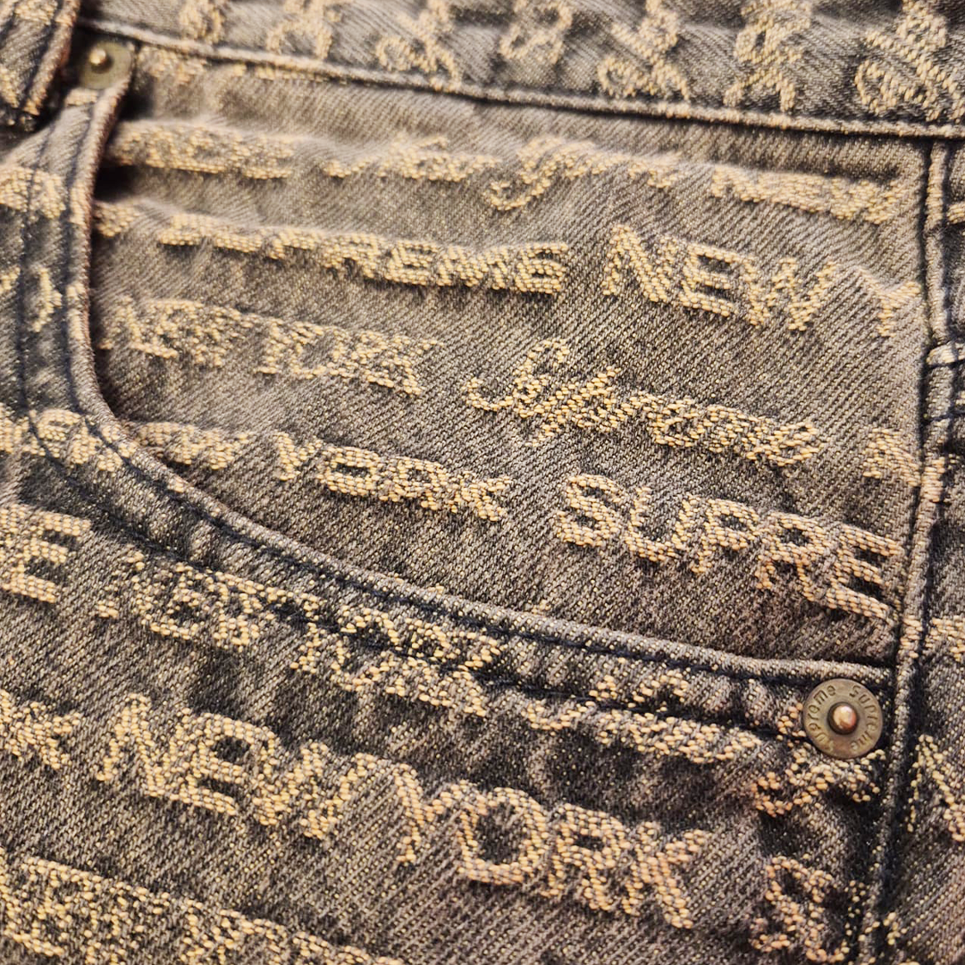 Supreme Multi Type Jacquard Brown Denim Pants (36)