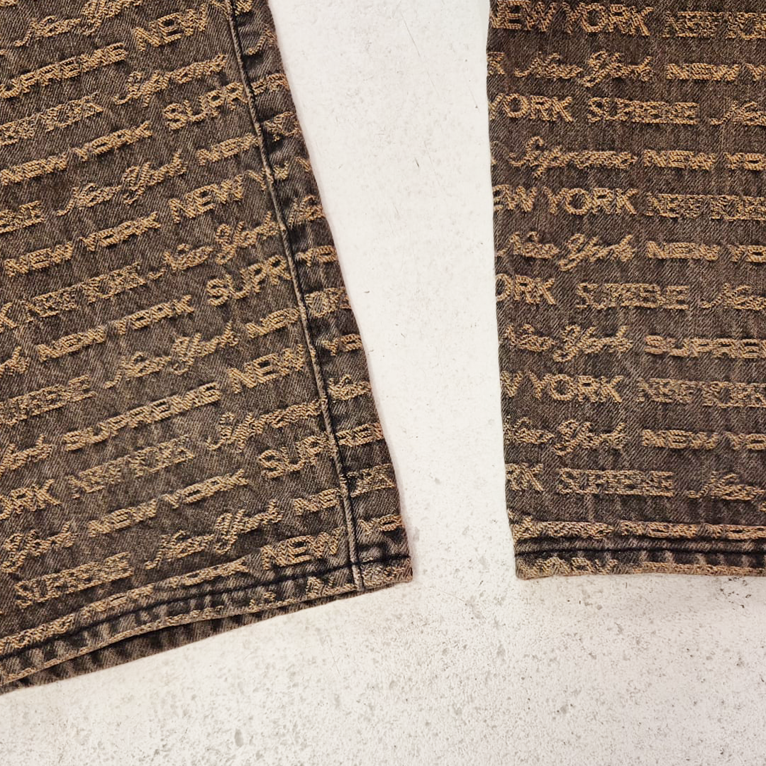 Supreme Multi Type Jacquard Brown Denim Pants (36)