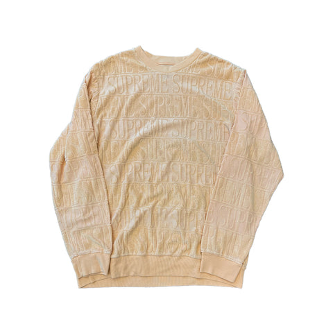 Supreme Logo Stripe Peach Terry Crewneck