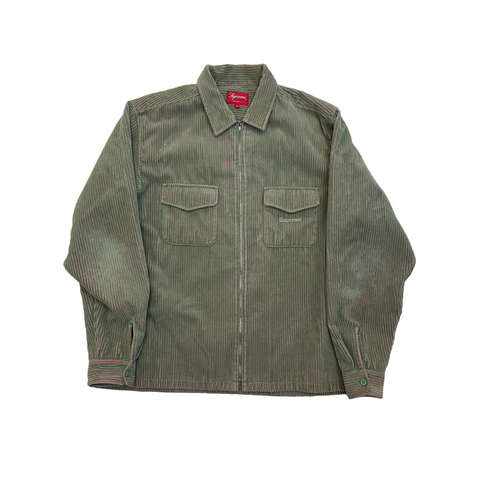 Supreme Two Tones Corduroy Zip Up Shirt Green Pink (M)