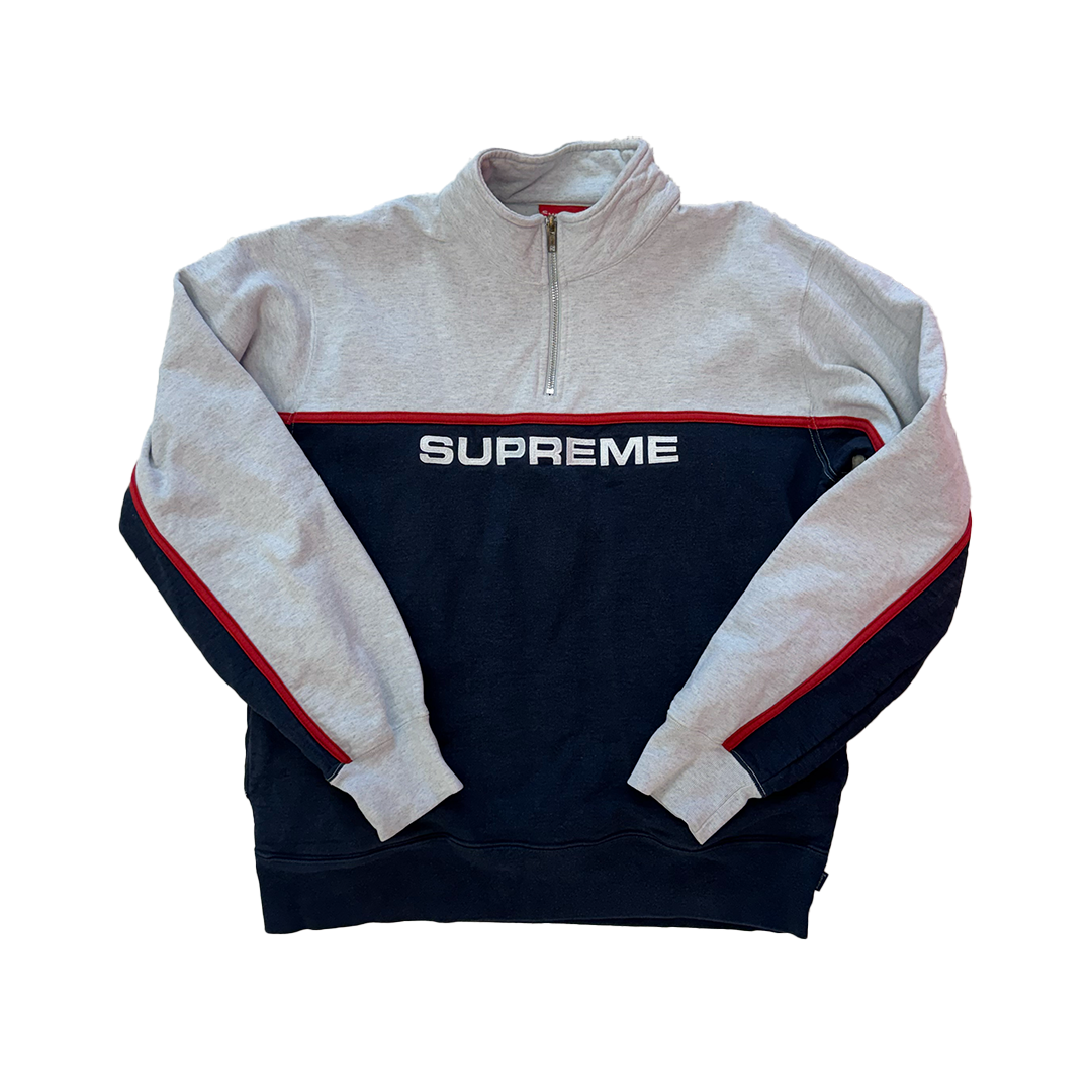 Supreme Half-Zip 2-Tone Grey Marine Sweater (L)