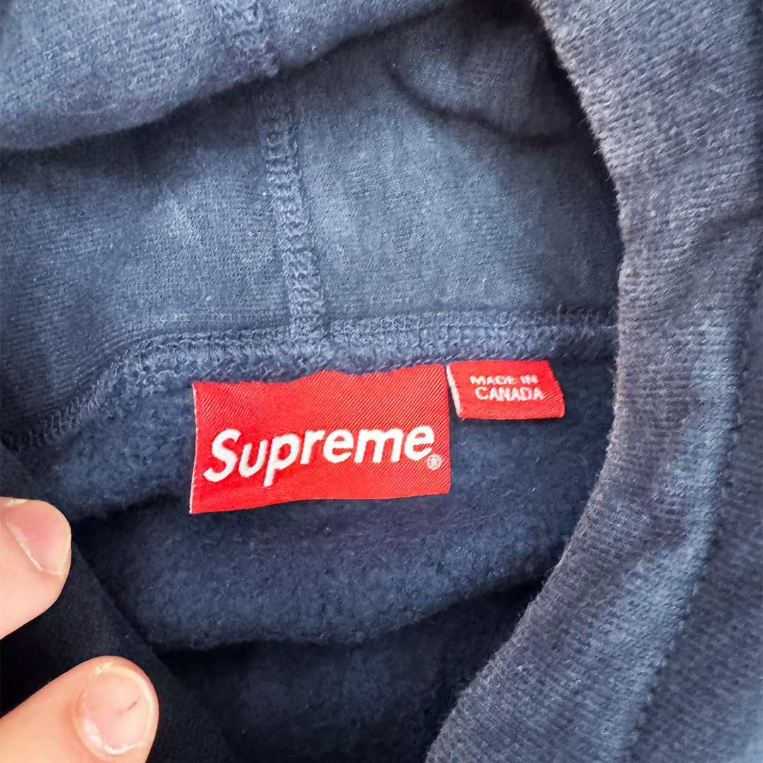 Supreme Navy Perforated Leather Hoodie (S)