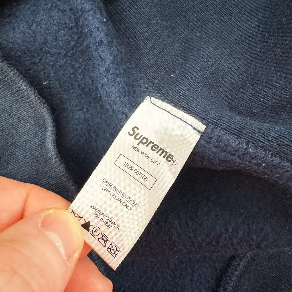 Supreme Navy Perforated Leather Hoodie (S)