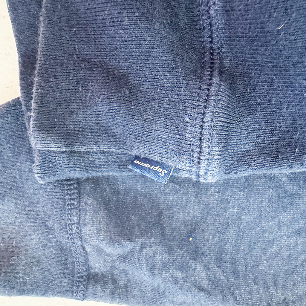 Supreme Navy Perforated Leather Hoodie (S)