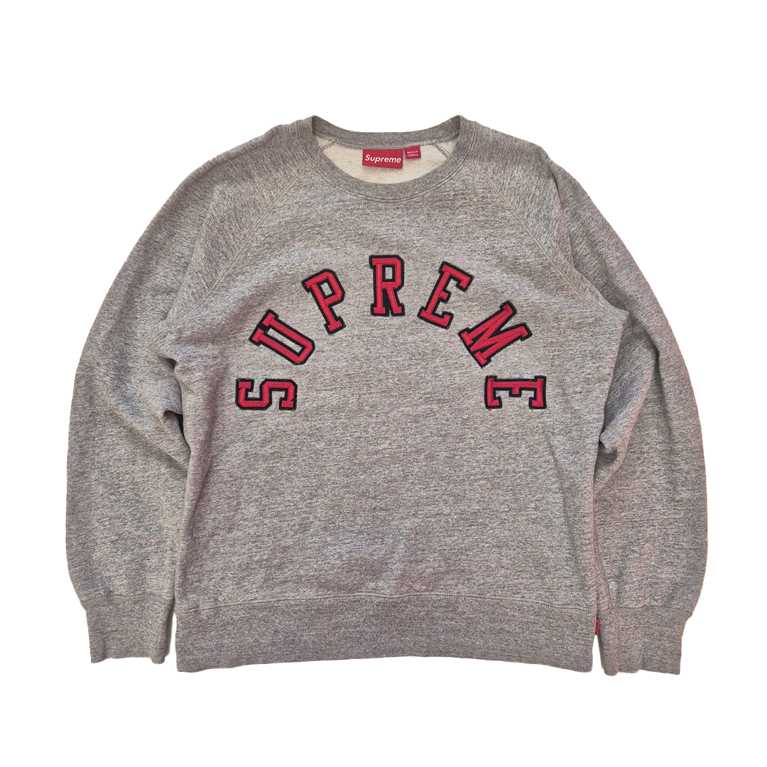 Supreme Felt Arc Logo Grey Sweater (M)