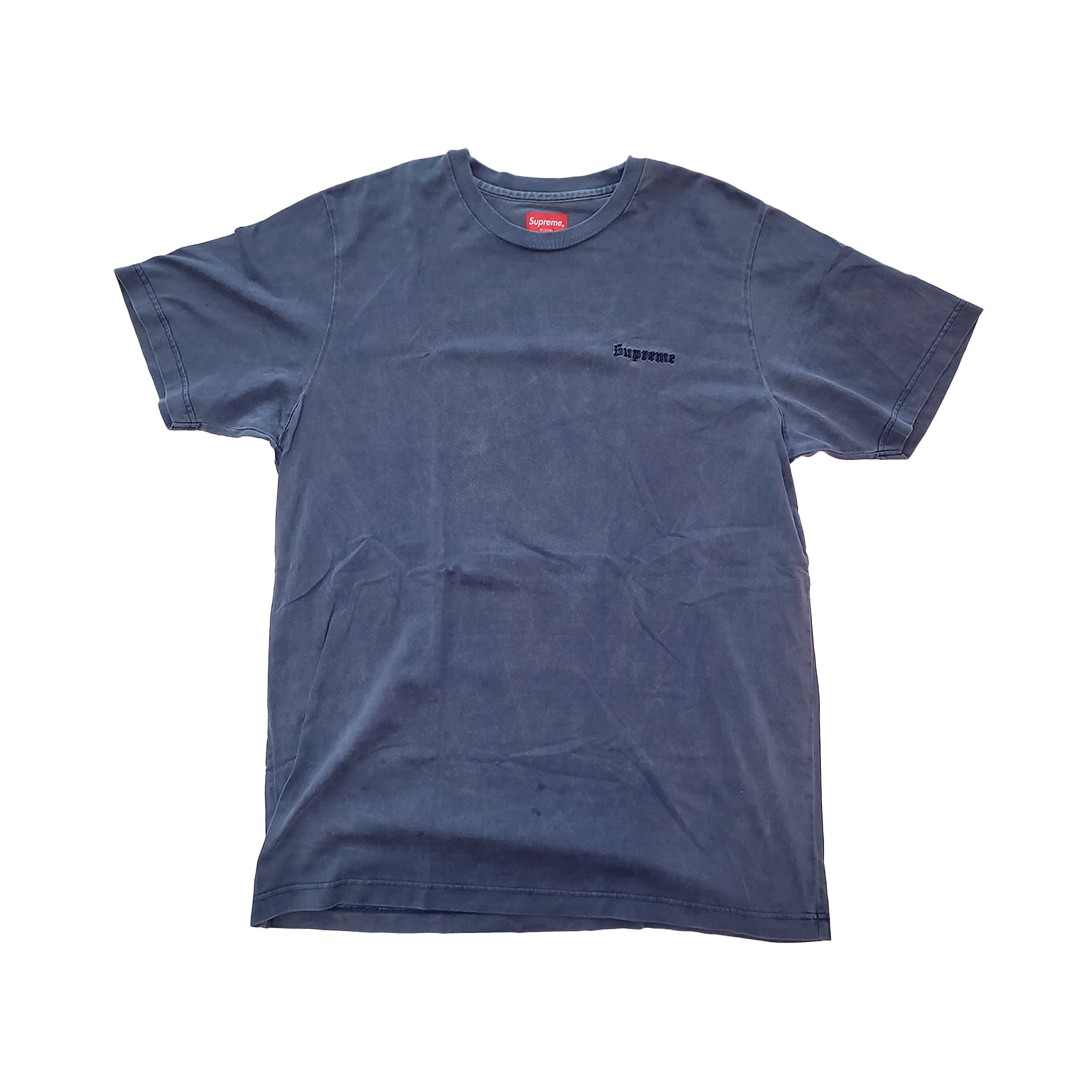 Supreme Overdyed Gothic Font Navy Tee (XL)