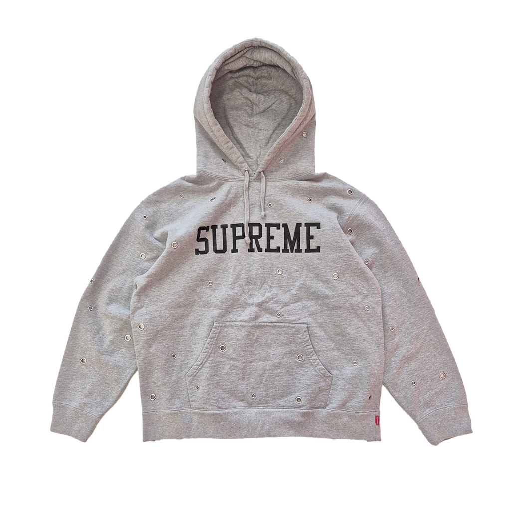 Supreme Metal Eyelet Hole Grey Hoodie (M)