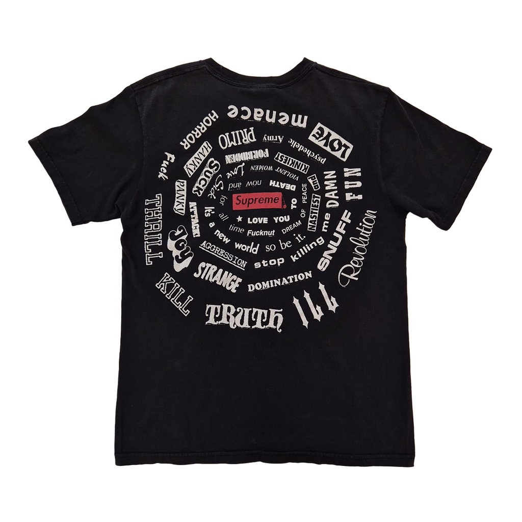 Supreme Spiral Text Black Tee (M)