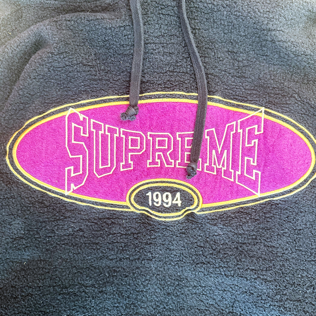 Supreme Reverse Fleece Navy Hooded Sweatshirt (L)