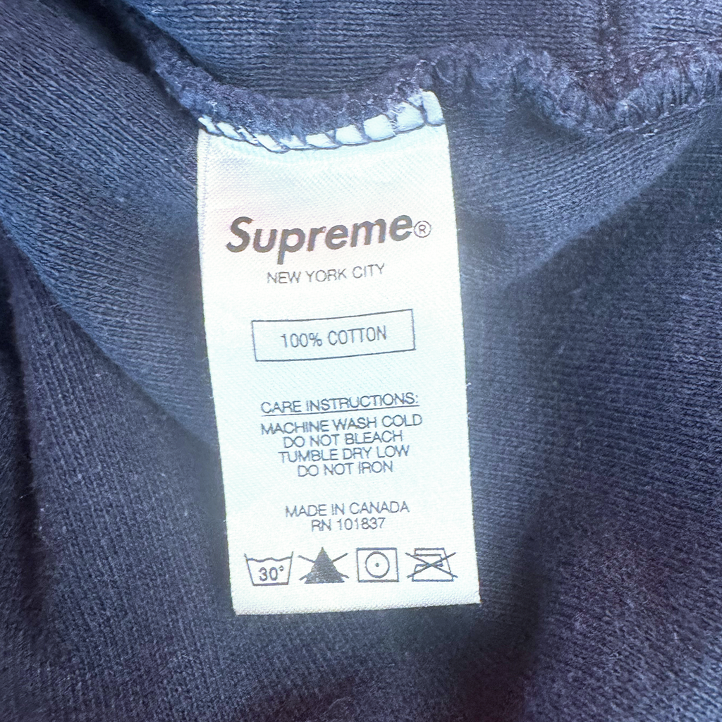 Supreme Reverse Fleece Navy Hooded Sweatshirt (L)