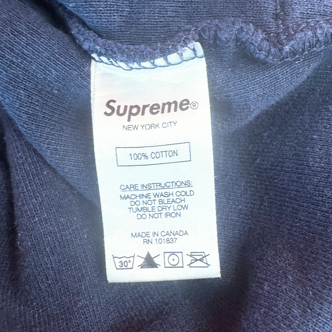 Supreme Reverse Fleece Navy Hooded Sweatshirt (L)