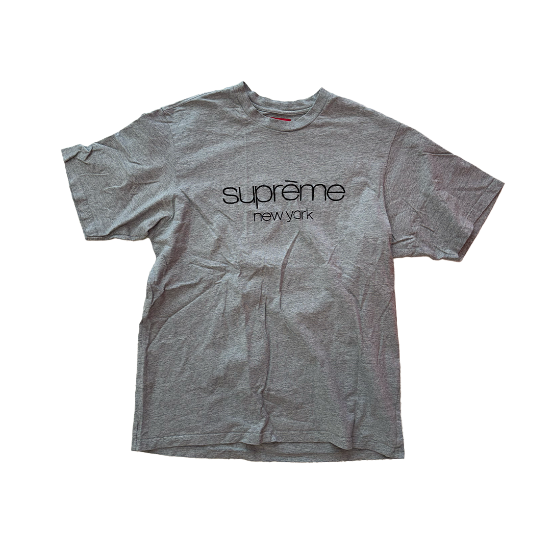 Supreme Classic Logo Embroidery Grey Tee (L)