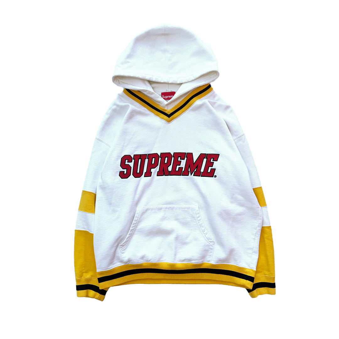 Supreme White Hockey Hooded Sweatshirt (M)