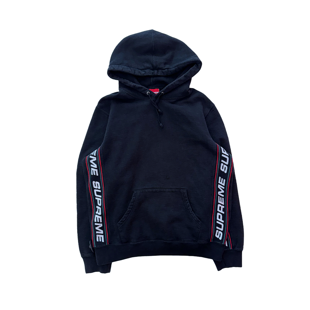 Supreme Text Rib Black Hoodie (M)