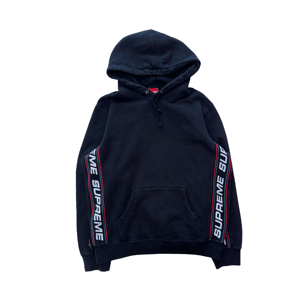 Supreme Text Rib Black Hoodie (M)